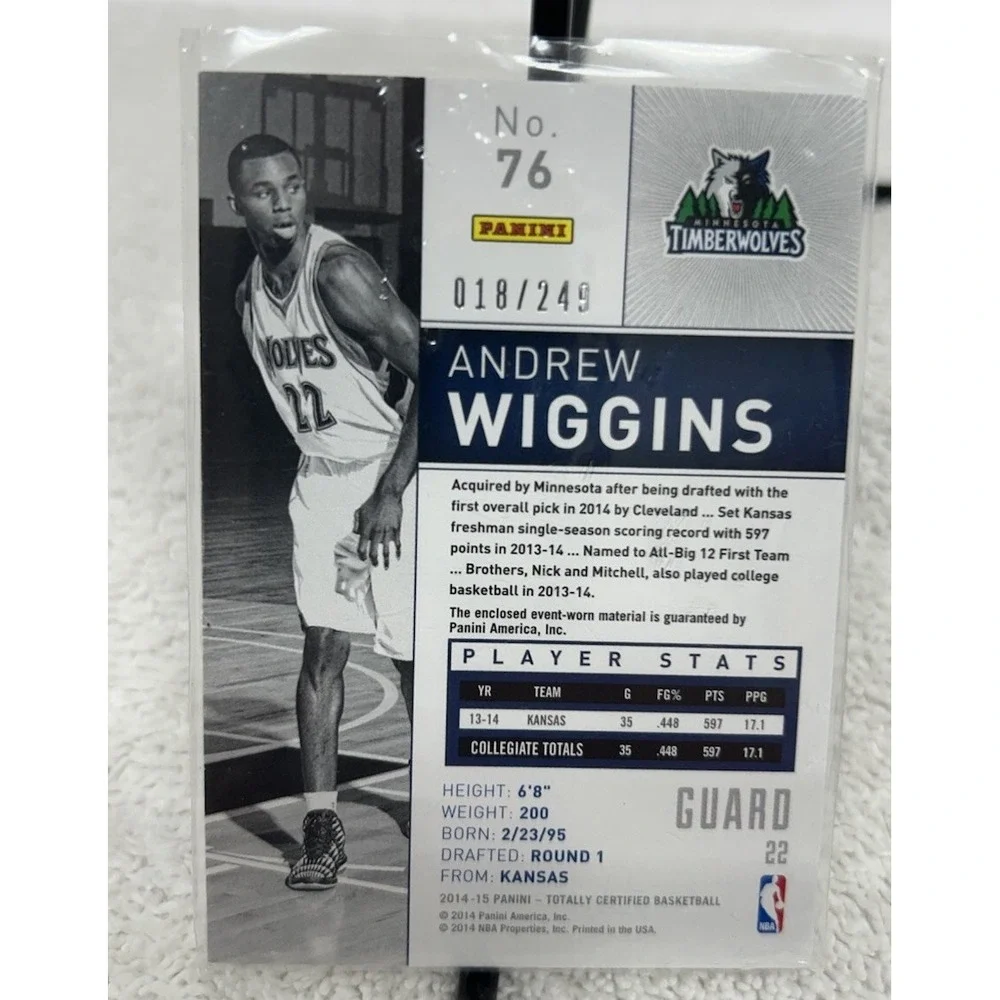 Panini Andrew Wiggins #76 /249 Totally Certified 2014-15
